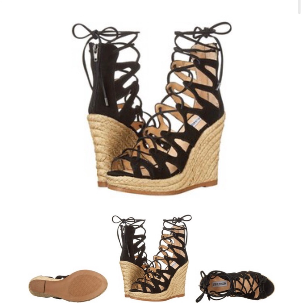 Theea Steve Madden Wedge, Fuchsia & Black, 8.5